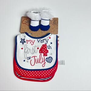 Baby Essentials July Fourth Bib and 1 Pair Socks Accessories Set